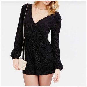 Urban Outfitters black velvet romper, size small